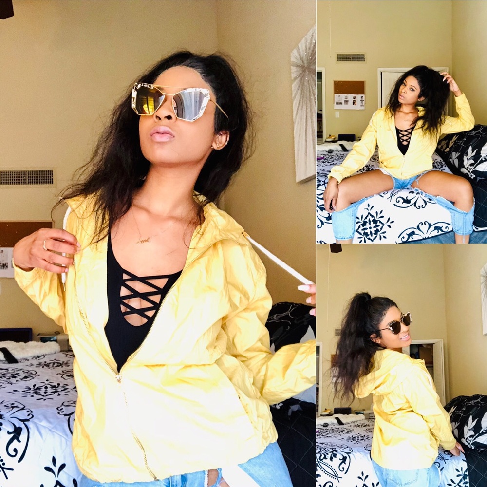 Yellow windbreaker jacket